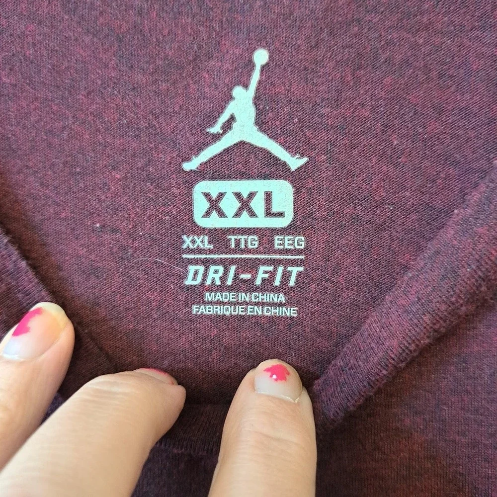 Jordan Dri-FIT Mens XXL T-Shirt Burgundy Heather Jumpman Short Sleeve Athletic
